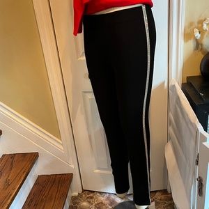 Fifteen Twenty Black Pants with Rhinestone stripe adornment